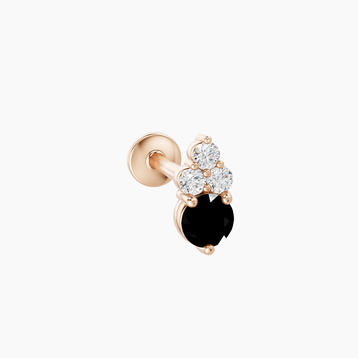 Sif | 18k Rose Gold 8 mm 6.5 mm Black Diamond & Diamond Piercing