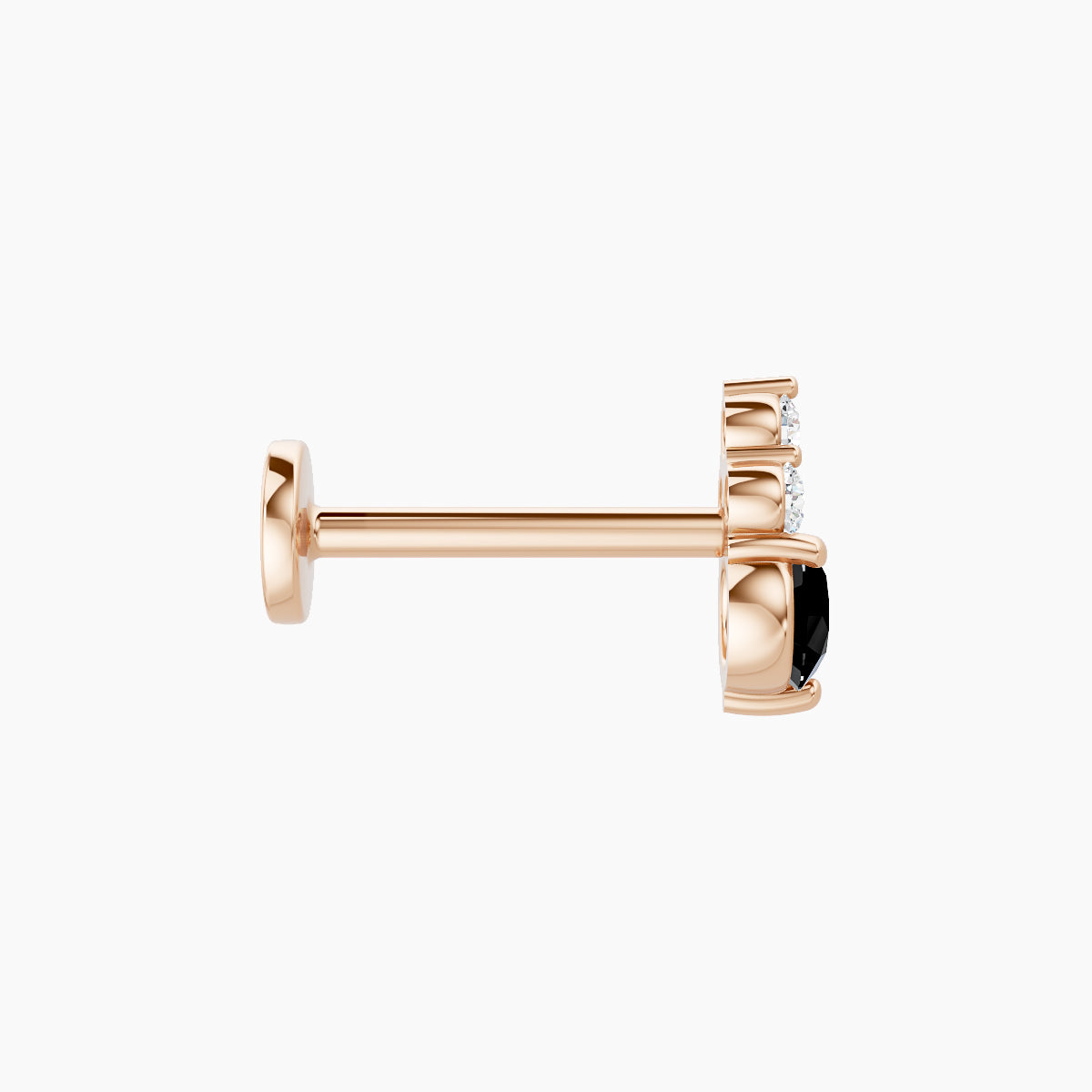 Sif | 18k Rose Gold 8 mm 6.5 mm Black Diamond & Diamond Piercing