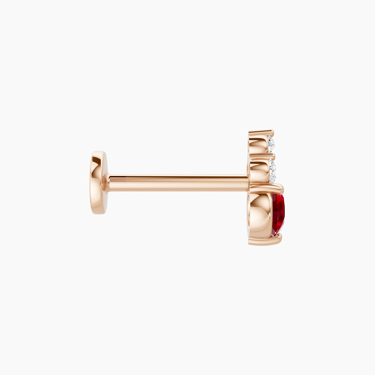 Sif | 18k Rose Gold 8 mm 6.5 mm Ruby & Diamond Piercing