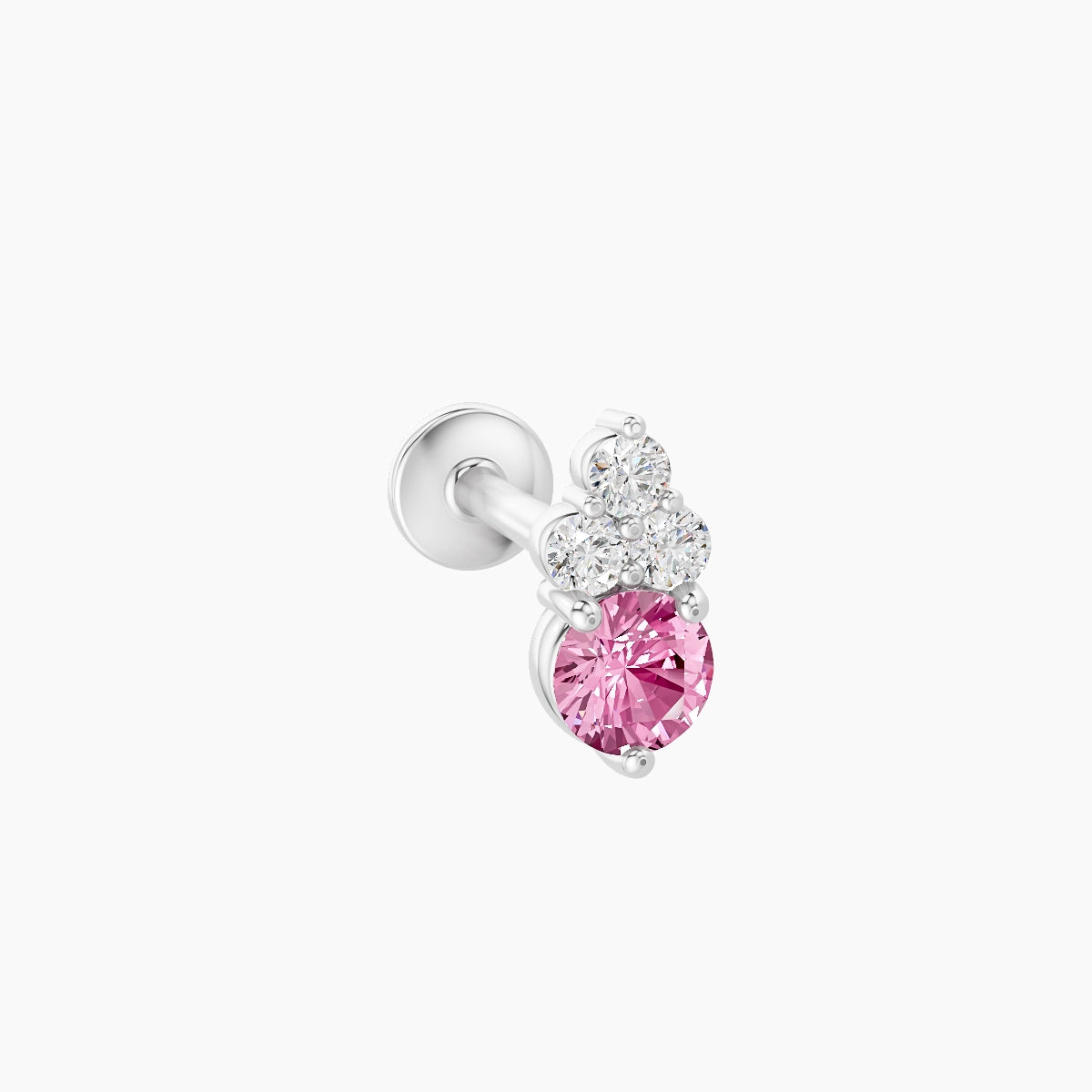 Sif | 18k White Gold 8 mm 6.5 mm Pink Sapphire & Diamond Piercing