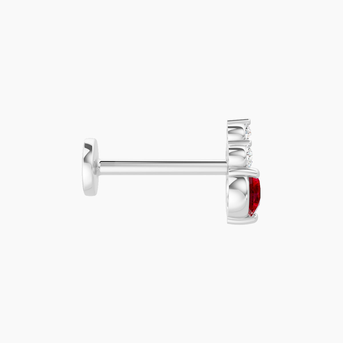 Sif | 18k White Gold 8 mm 6.5 mm Ruby & Diamond Piercing
