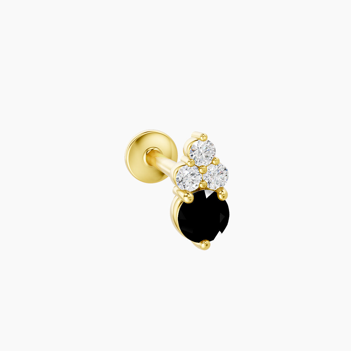Sif | 18k Yellow Gold 8 mm 6.5 mm Black Diamond & Diamond Piercing
