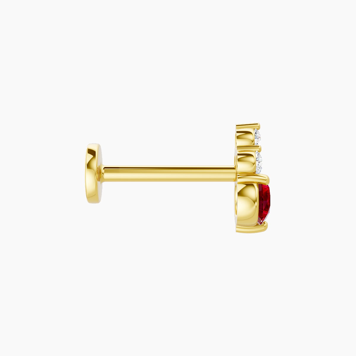 Sif | 18k Yellow Gold 8 mm 6.5 mm Ruby & Diamond Piercing