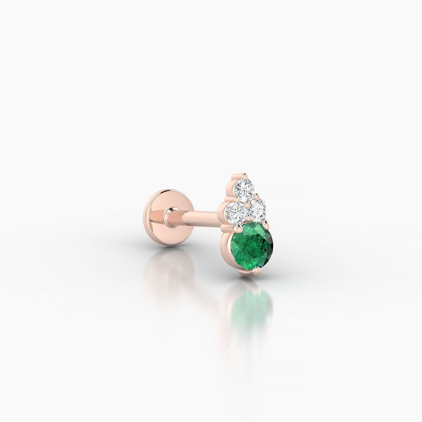 Sif | 18k Rose Gold 8 mm 7 mm Emerald & Diamond Piercing