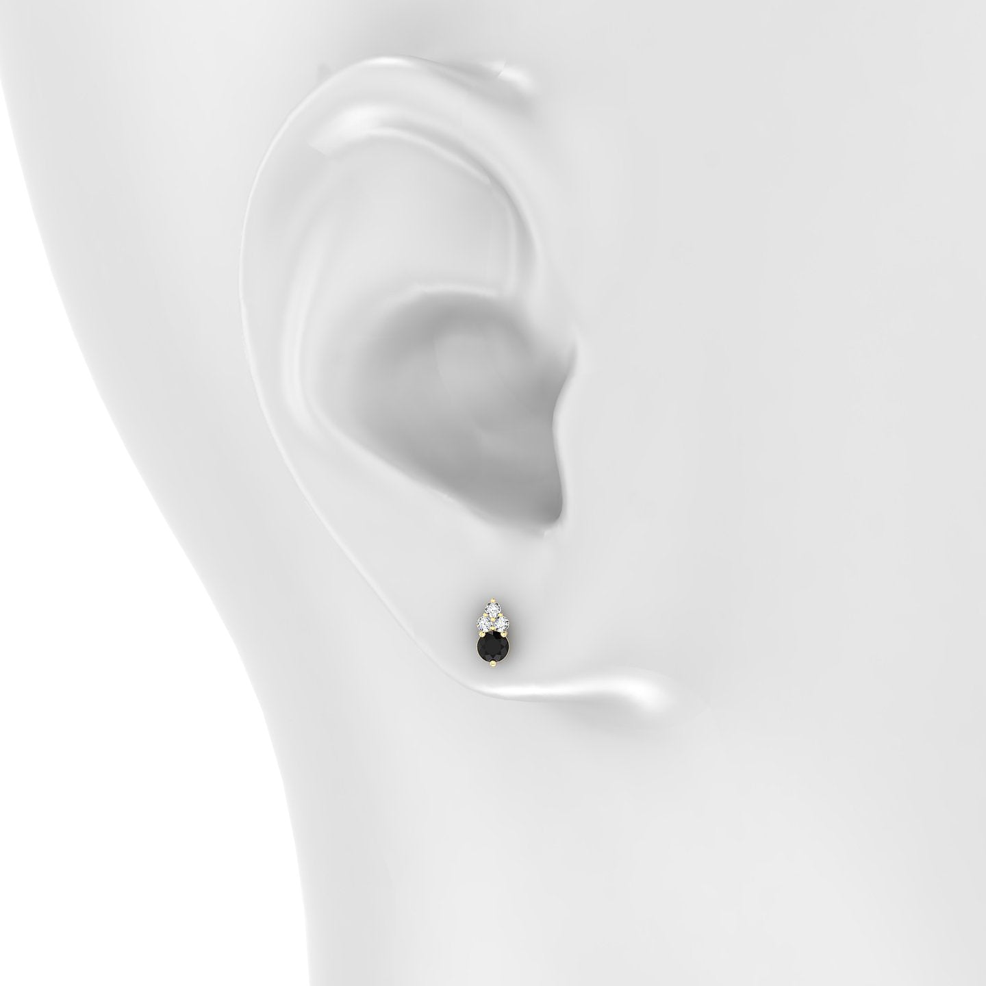 Sif | 18k Yellow Gold 8 mm 6.5 mm Black Diamond & Diamond Piercing