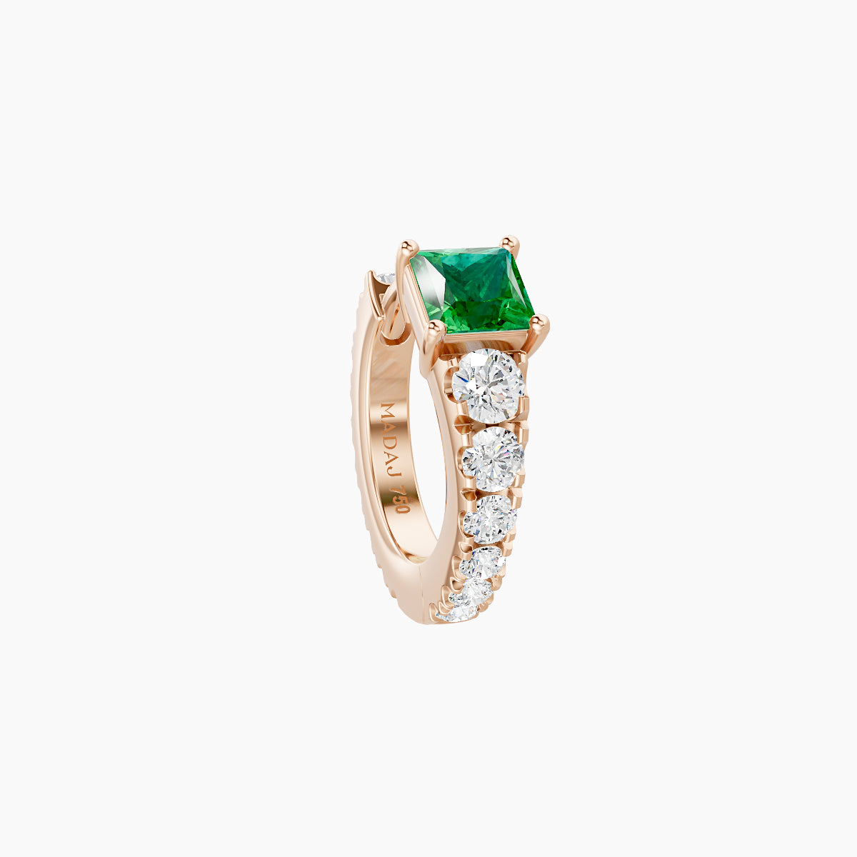 Sita | 18k Rose Gold 6.5 mm Princess Emerald & Diamond Hoop Piercing