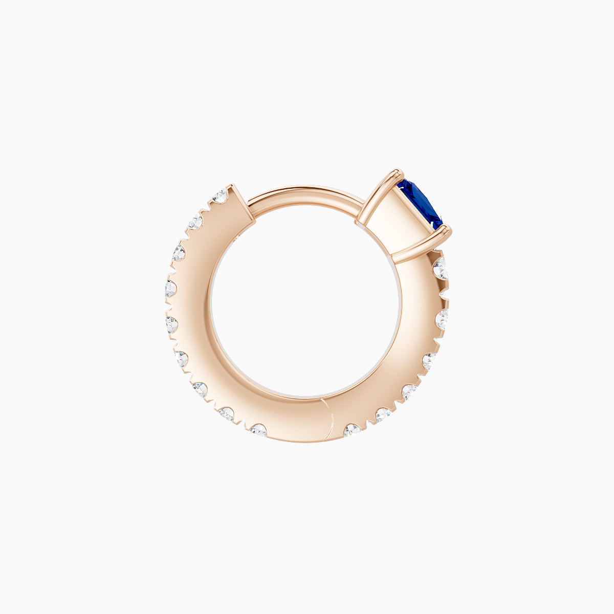 Sita | 18k Rose Gold 6.5 mm Princess Sapphire & Diamond Hoop Piercing