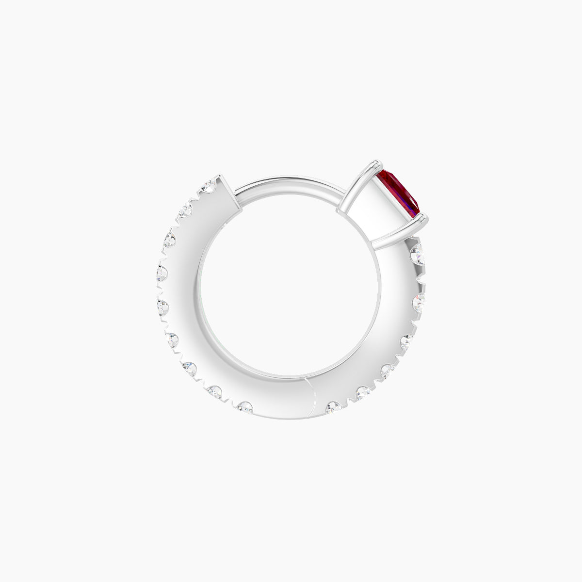 Sita | 18k White Gold 6.5 mm Princess Ruby & Diamond Hoop Piercing