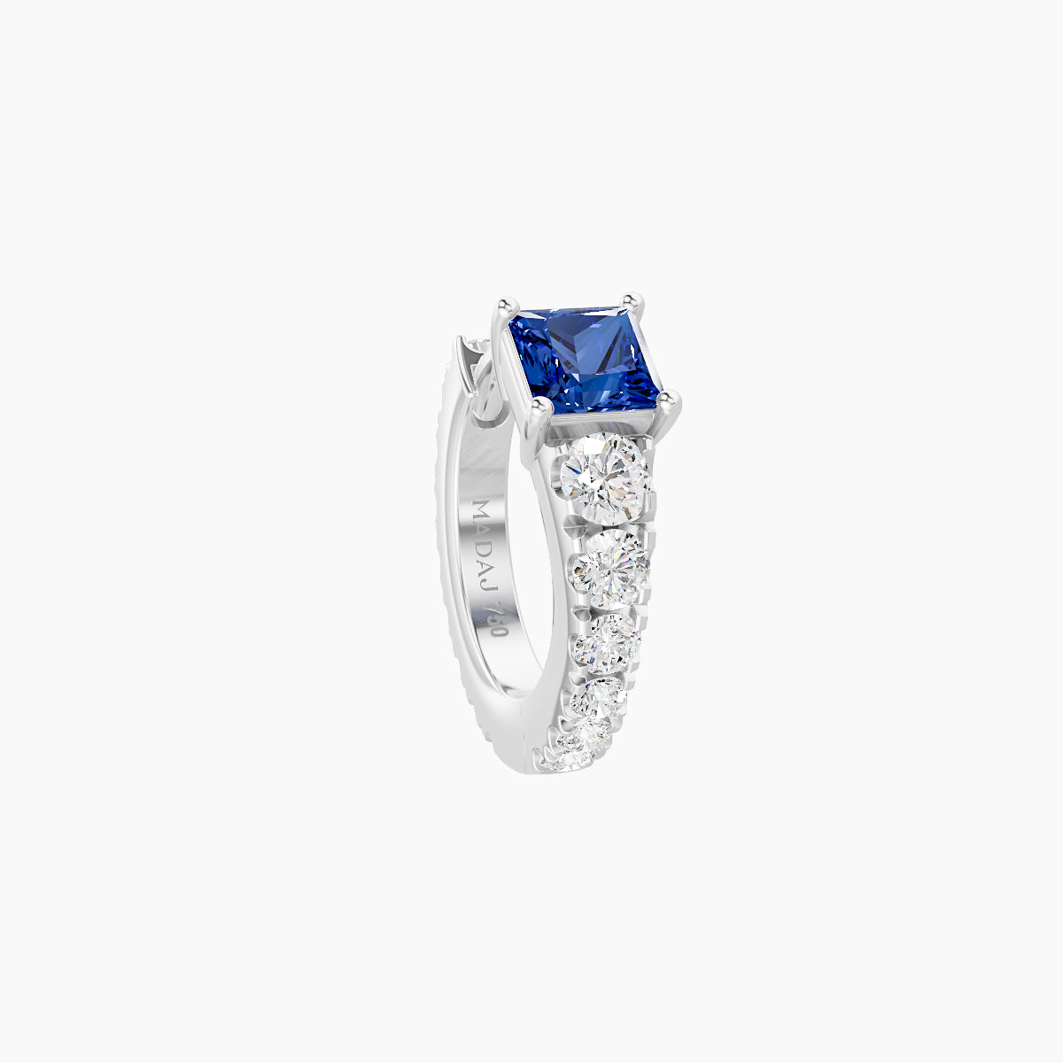 Sita | 18k White Gold 6.5 mm Princess Sapphire & Diamond Hoop Piercing