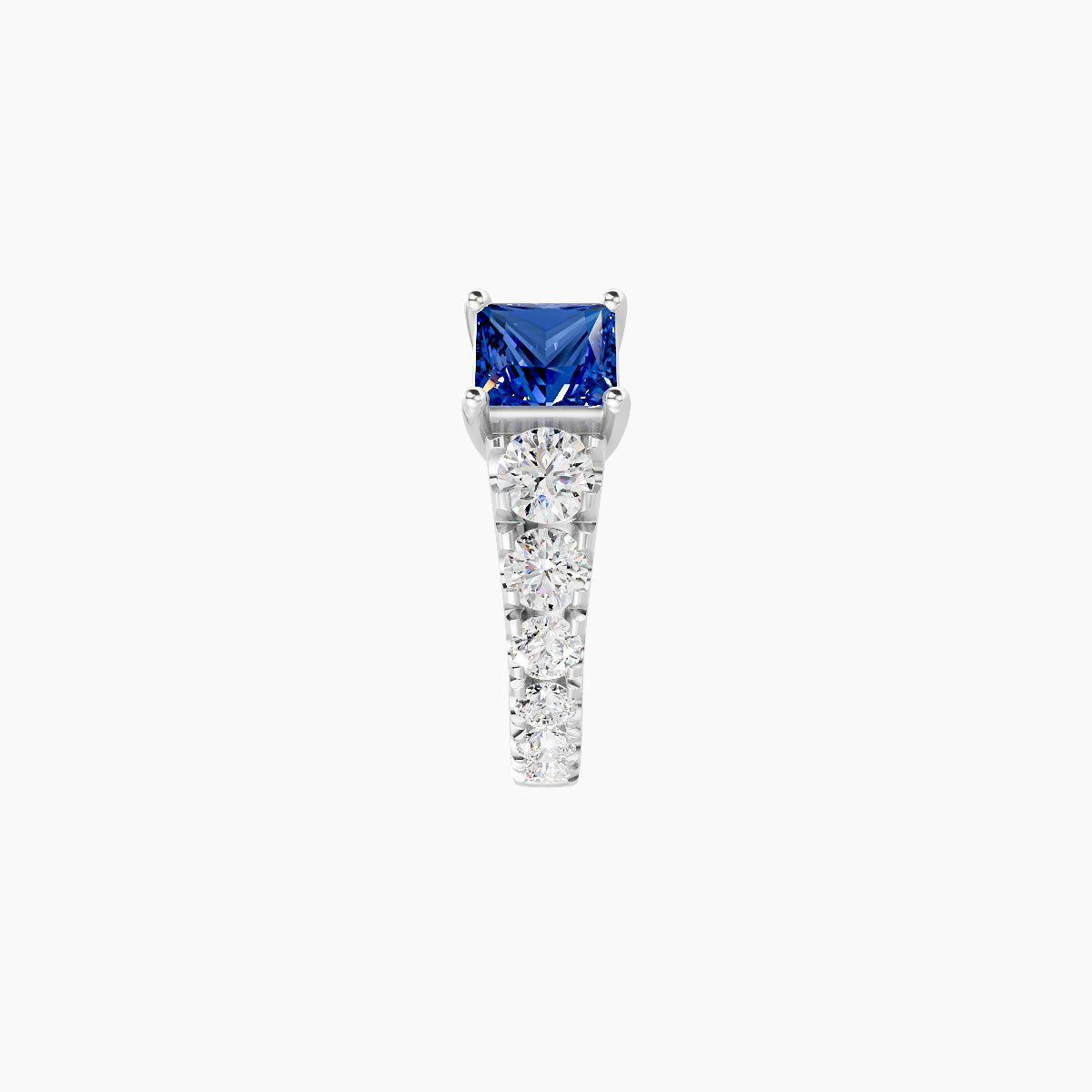 Sita | 18k White Gold 6.5 mm Princess Sapphire & Diamond Hoop Piercing