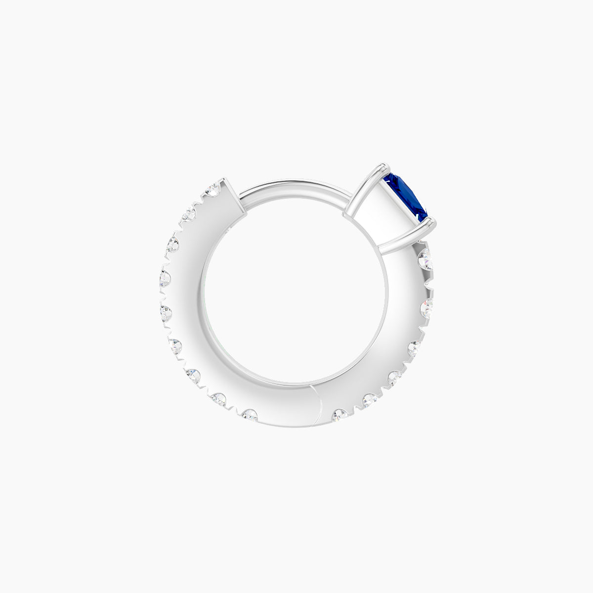 Sita | 18k White Gold 6.5 mm Princess Sapphire & Diamond Hoop Piercing