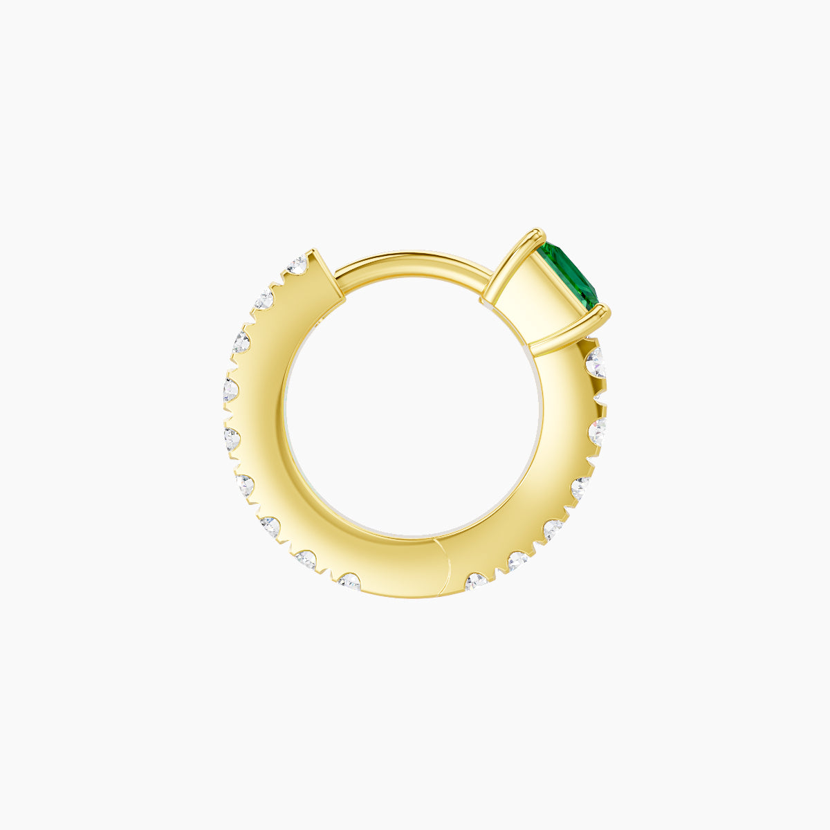 Sita | 18k Yellow Gold 6.5 mm Princess Emerald & Diamond Hoop Piercing
