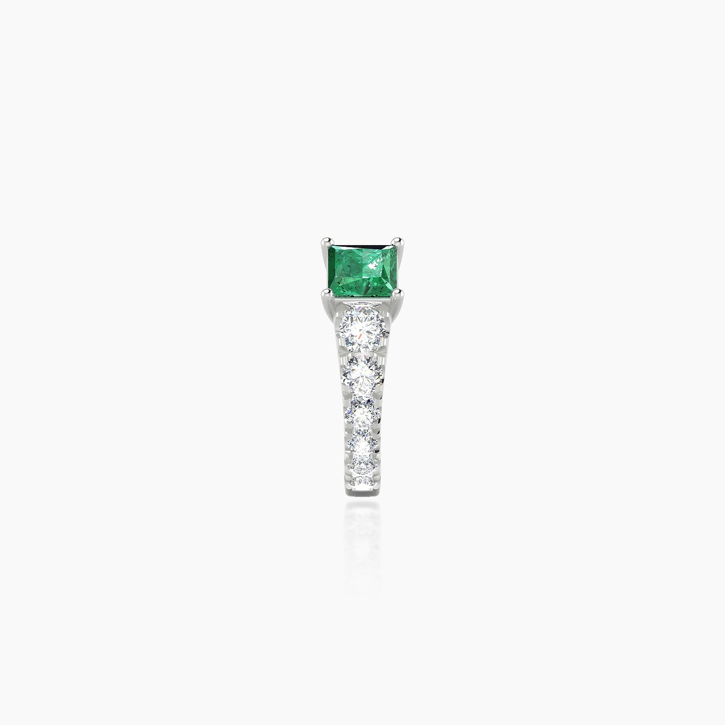 Sita | 18k White Gold 6.5 mm Princess Emerald & Diamond Hoop Piercing