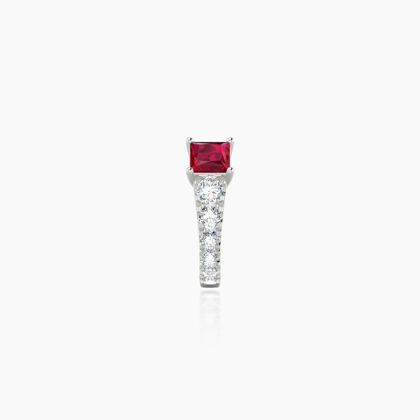 Sita | 18k White Gold 6.5 mm Princess Ruby & Diamond Hoop Piercing