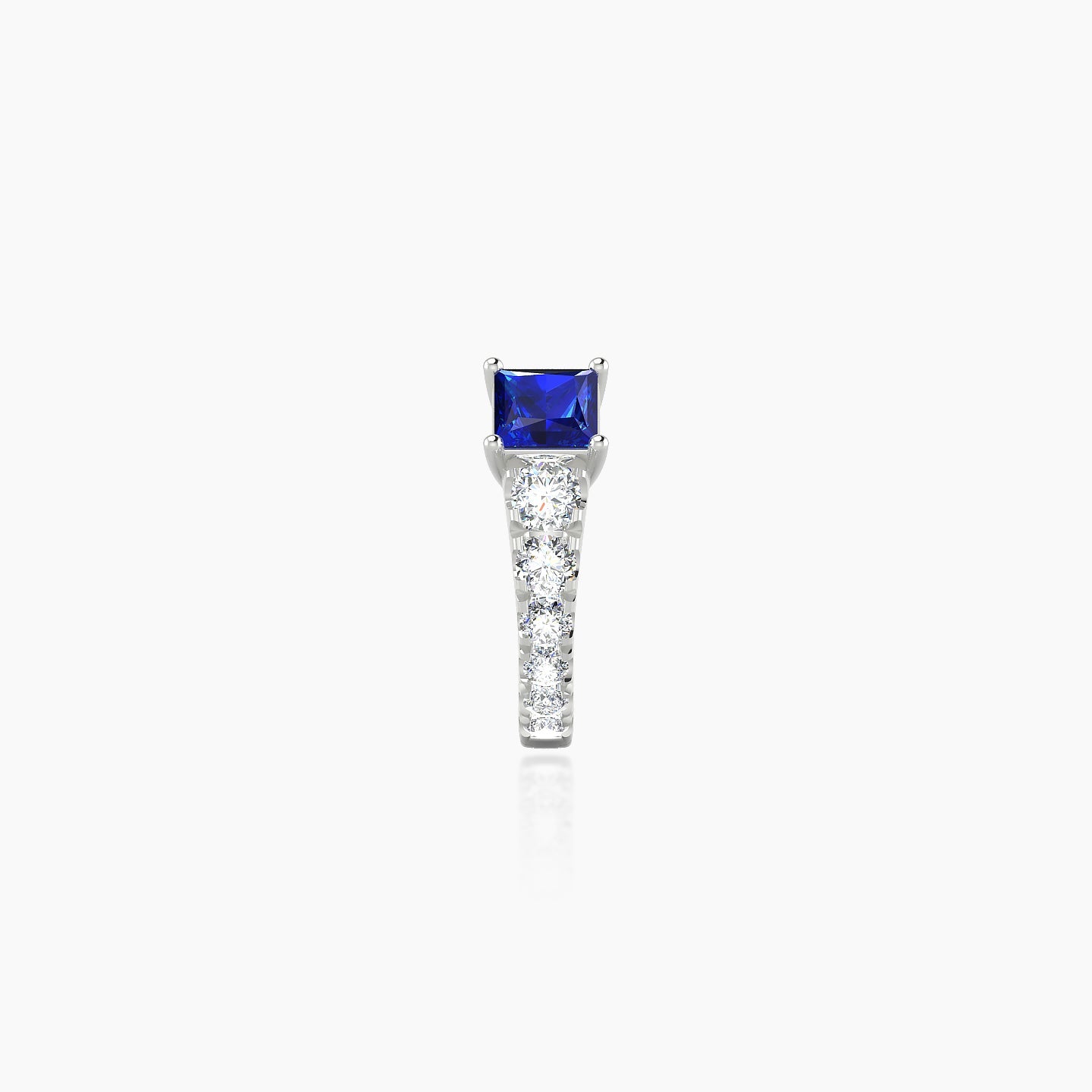 Sita | 18k White Gold 6.5 mm Princess Sapphire & Diamond Hoop Piercing