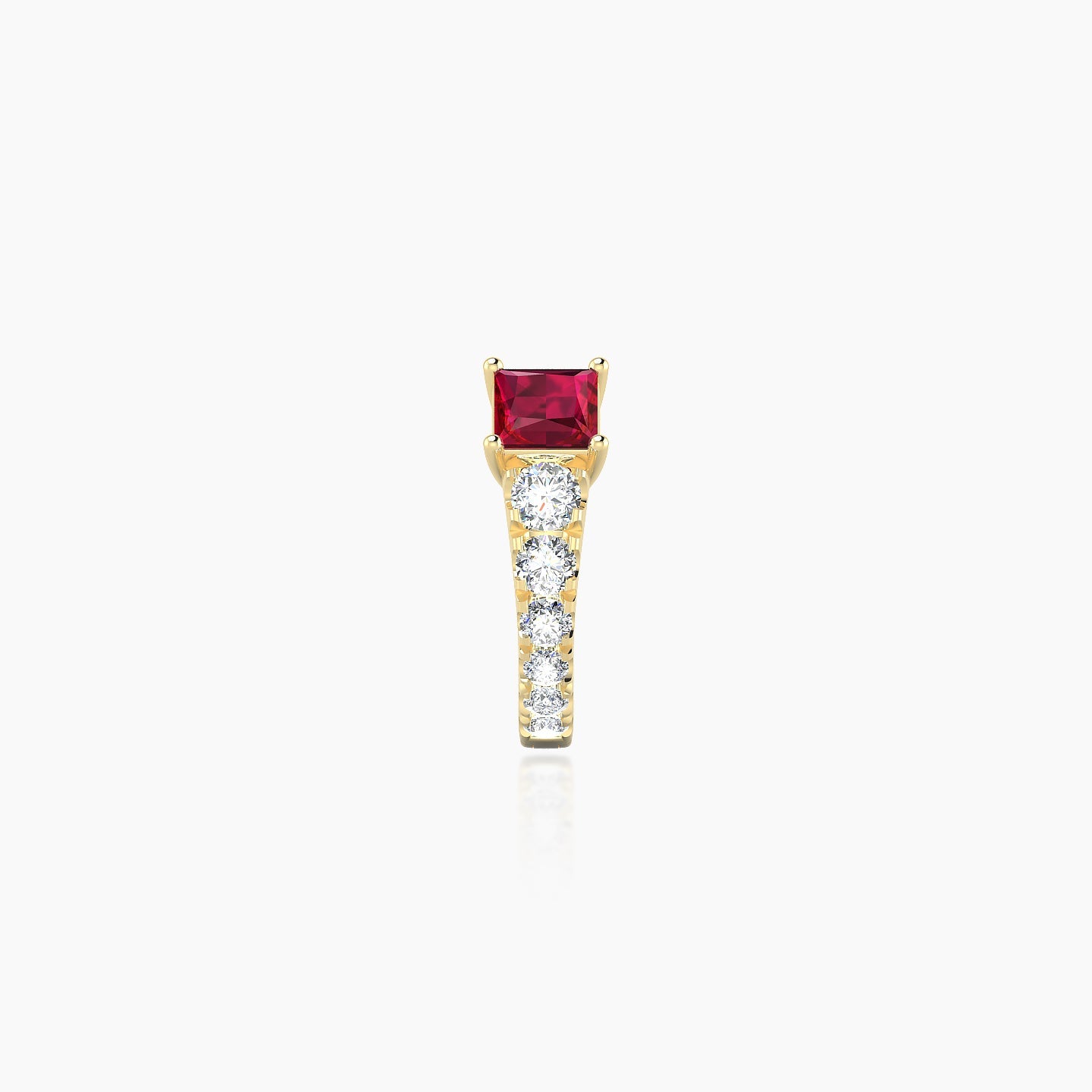 Sita | 18k Yellow Gold 6.5 mm Princess Ruby & Diamond Hoop Piercing