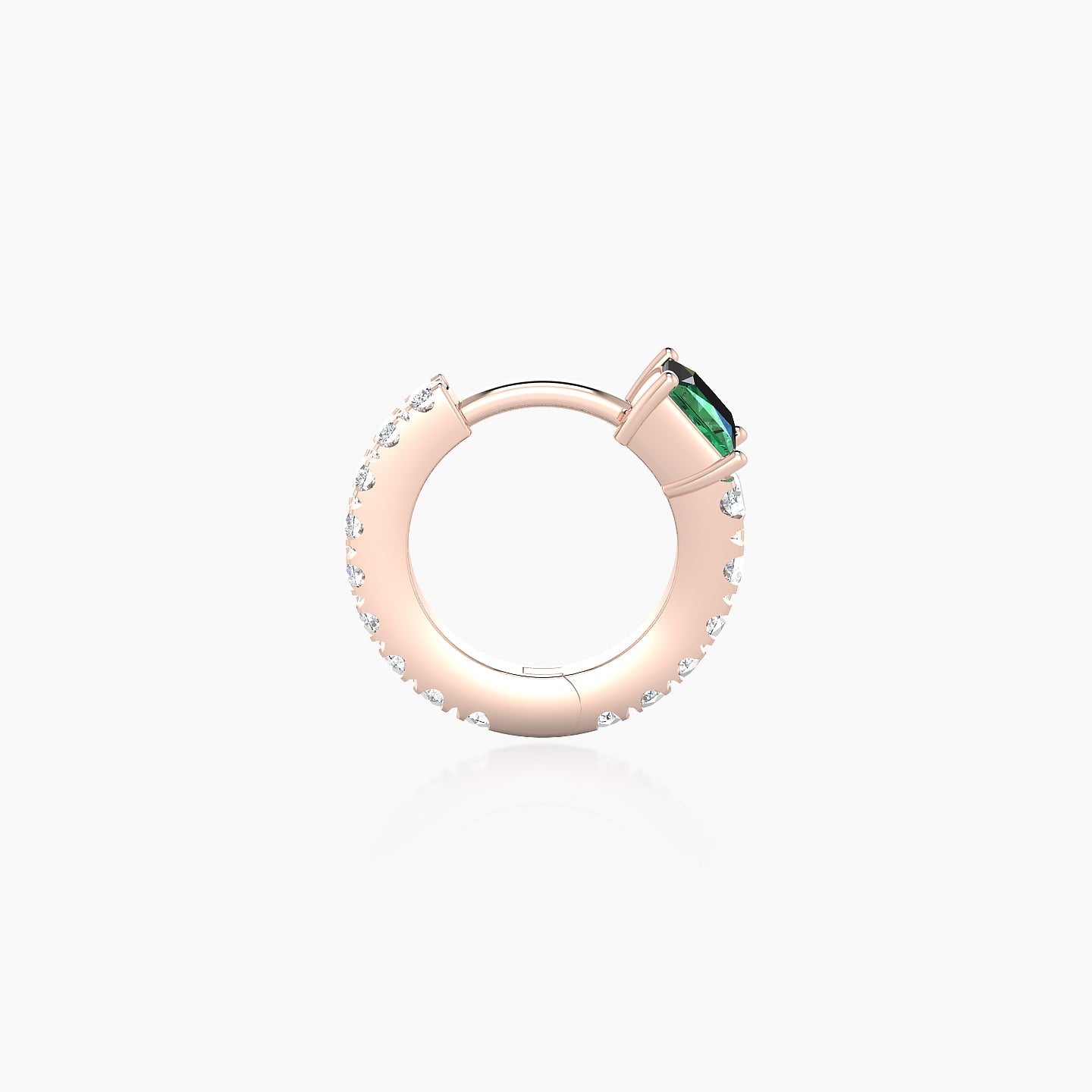 Sita | 18k Rose Gold 6.5 mm Princess Emerald & Diamond Hoop Piercing