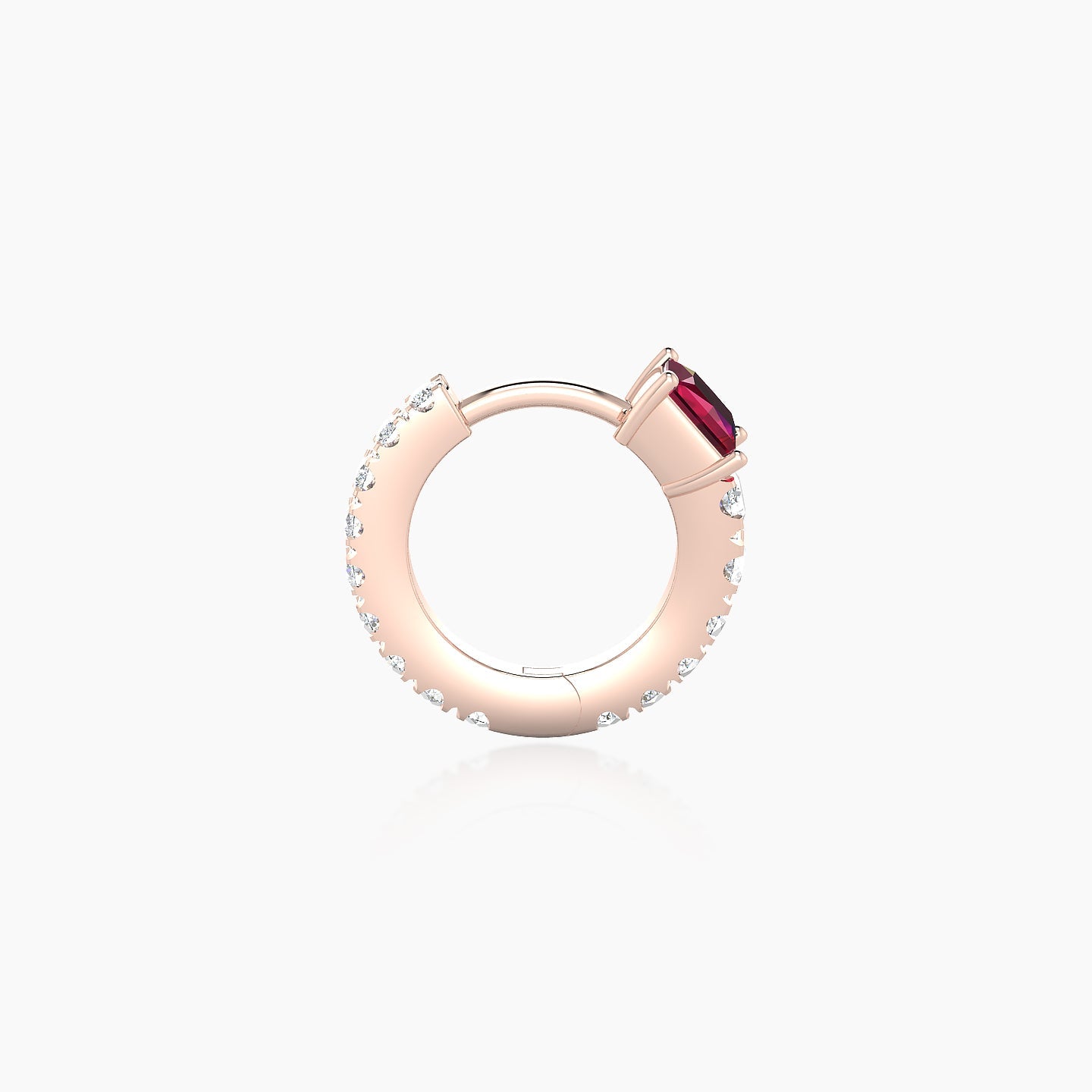 Sita | 18k Rose Gold 6.5 mm Princess Ruby & Diamond Hoop Piercing