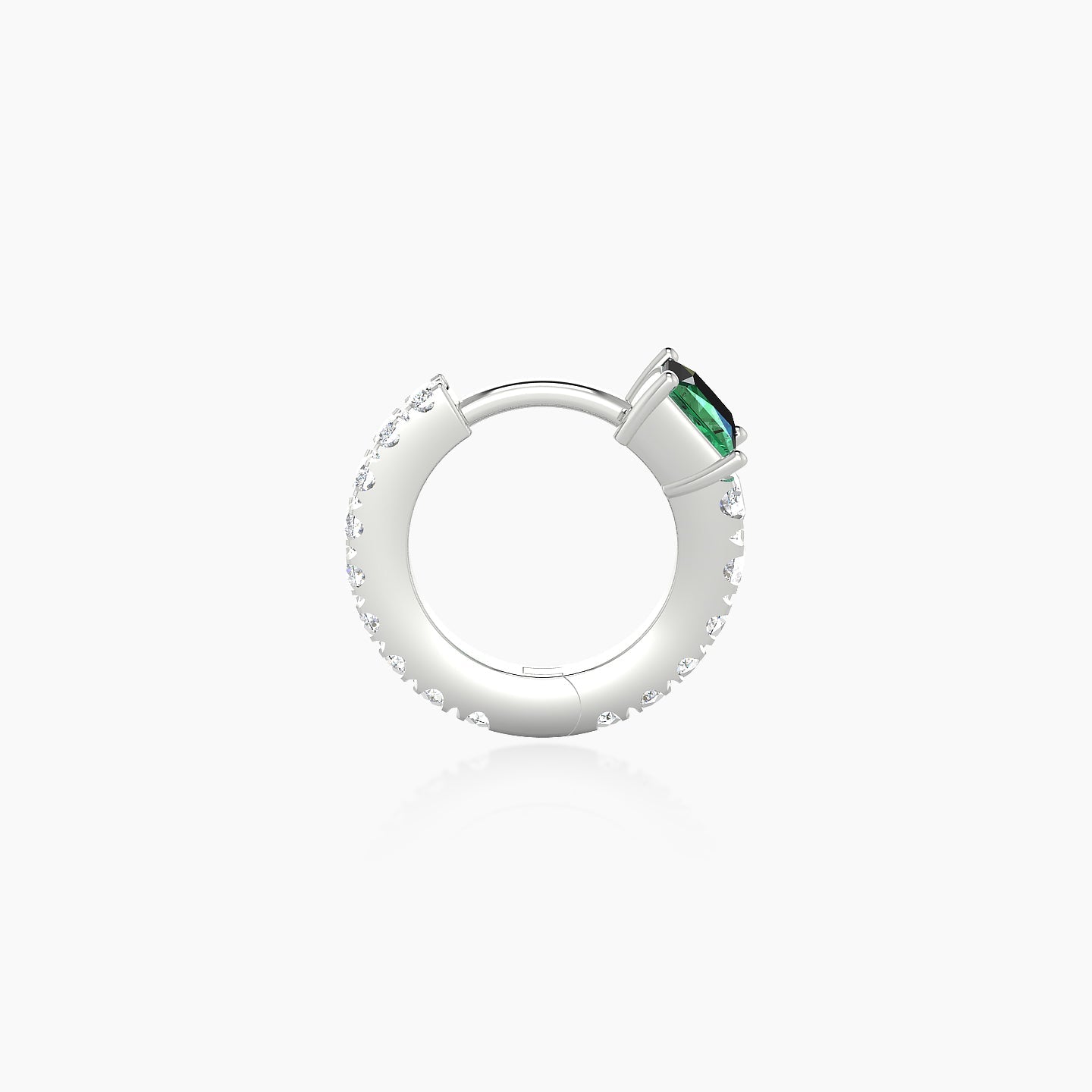 Sita | 18k White Gold 6.5 mm Princess Emerald & Diamond Hoop Piercing