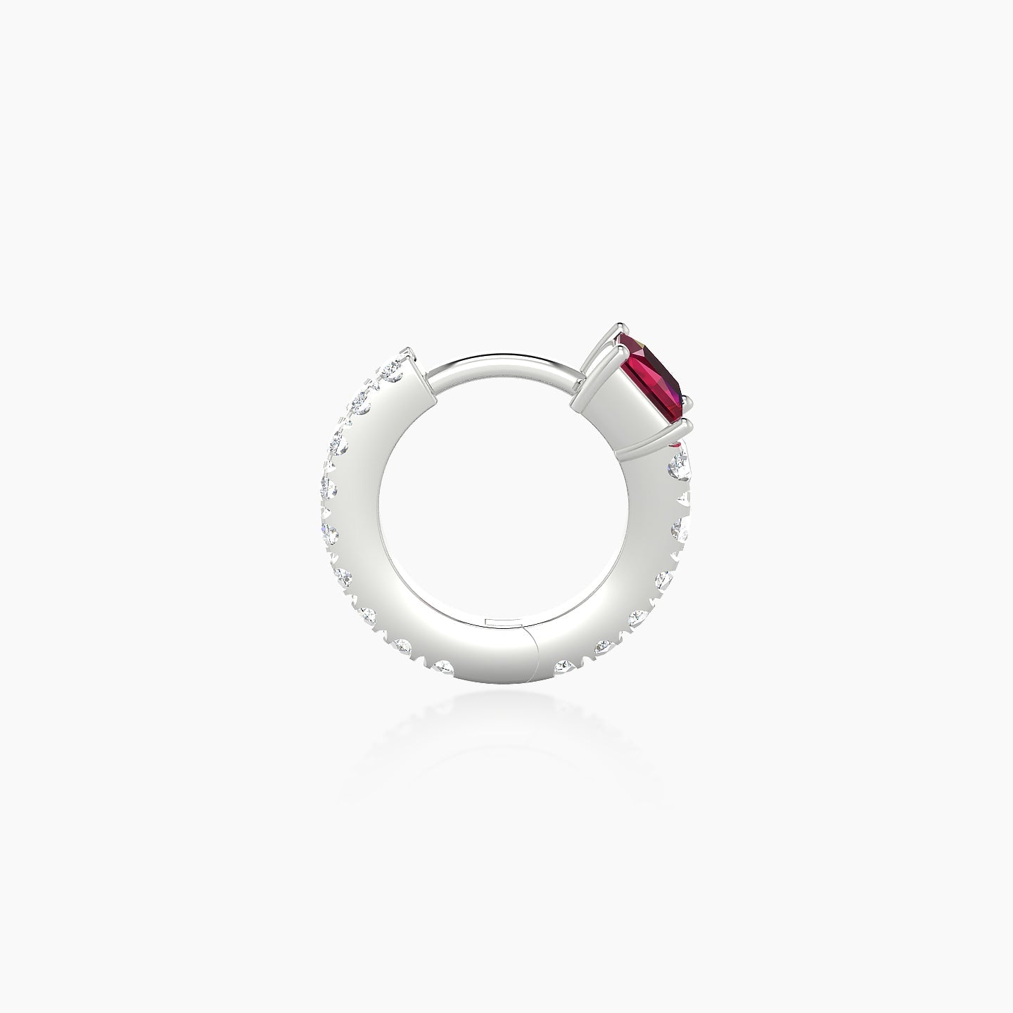 Sita | 18k White Gold 6.5 mm Princess Ruby & Diamond Hoop Piercing