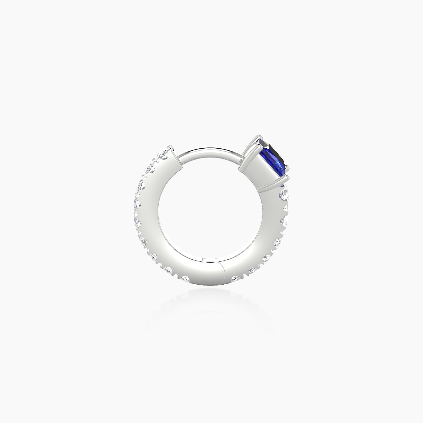 Sita | 18k White Gold 6.5 mm Princess Sapphire & Diamond Hoop Piercing