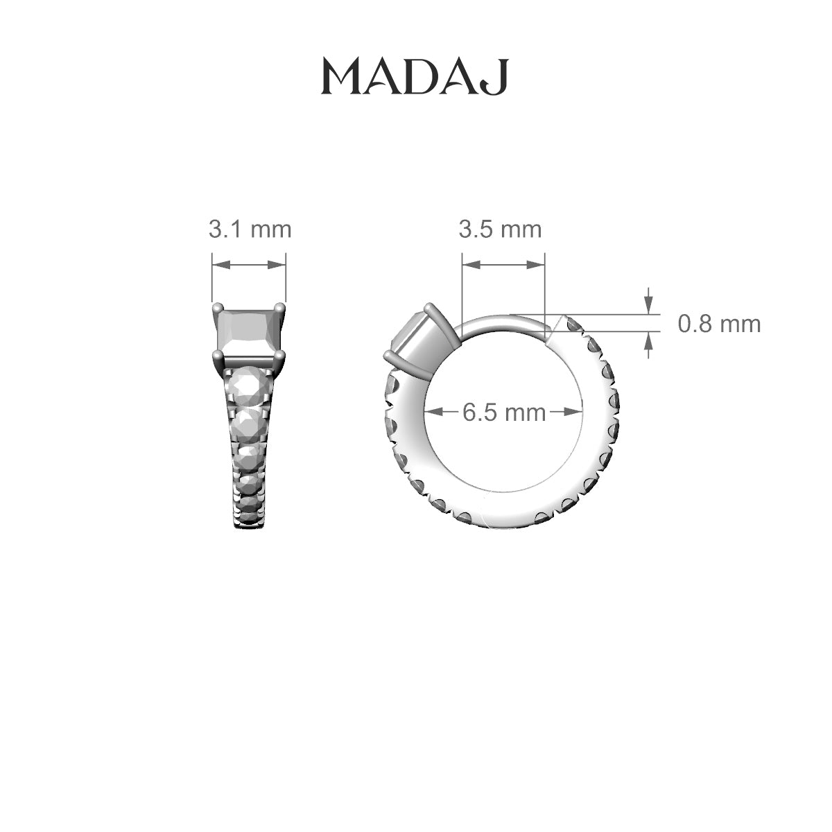 Sita | 18k Rose Gold 6.5 mm Princess Emerald & Diamond Hoop Piercing