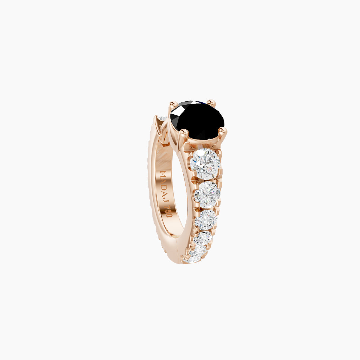 Sita | 18k Rose Gold 6.5 mm Round Black Diamond & Diamond Hoop Piercing