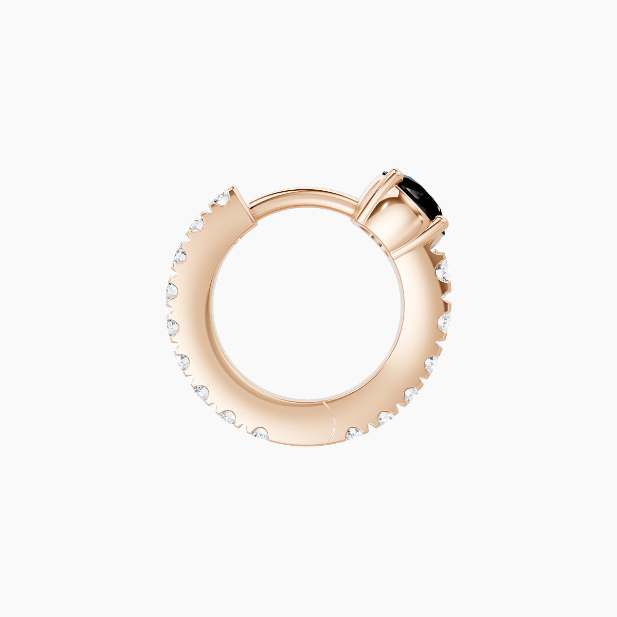 Sita | 18k Rose Gold 6.5 mm Round Black Diamond & Diamond Hoop Piercing