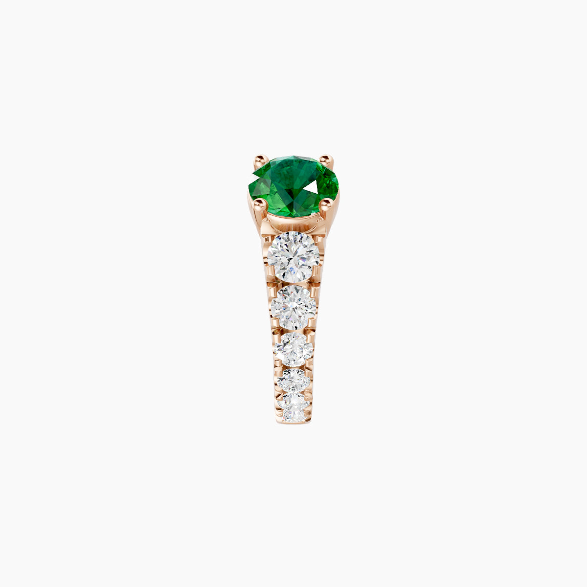 Sita | 18k Rose Gold 6.5 mm Round Emerald & Diamond Hoop Piercing