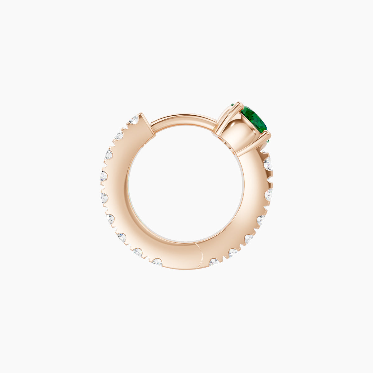 Sita | 18k Rose Gold 6.5 mm Round Emerald & Diamond Hoop Piercing