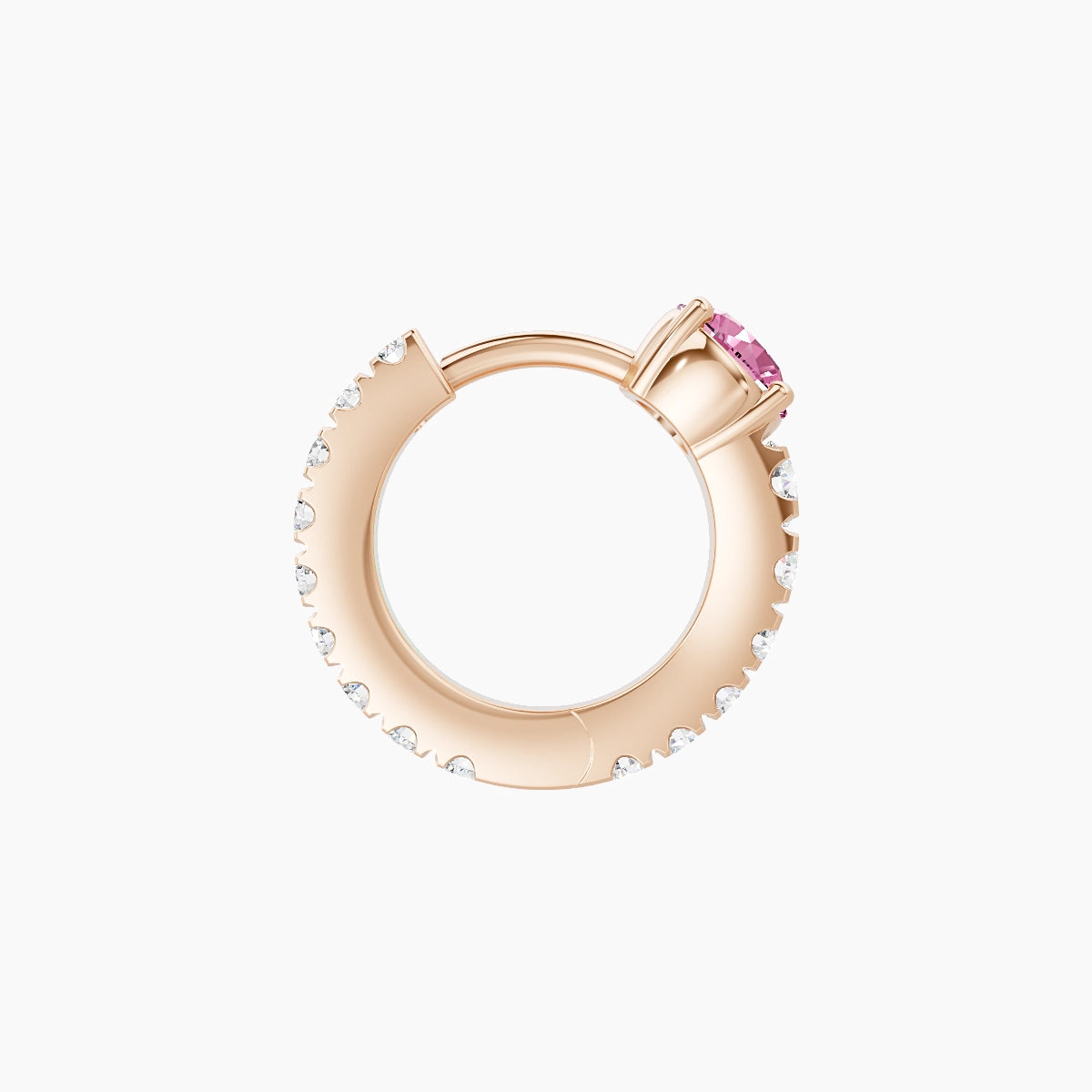 Sita | 18k Rose Gold 6.5 mm Round Pink Sapphire & Diamond Hoop Piercing