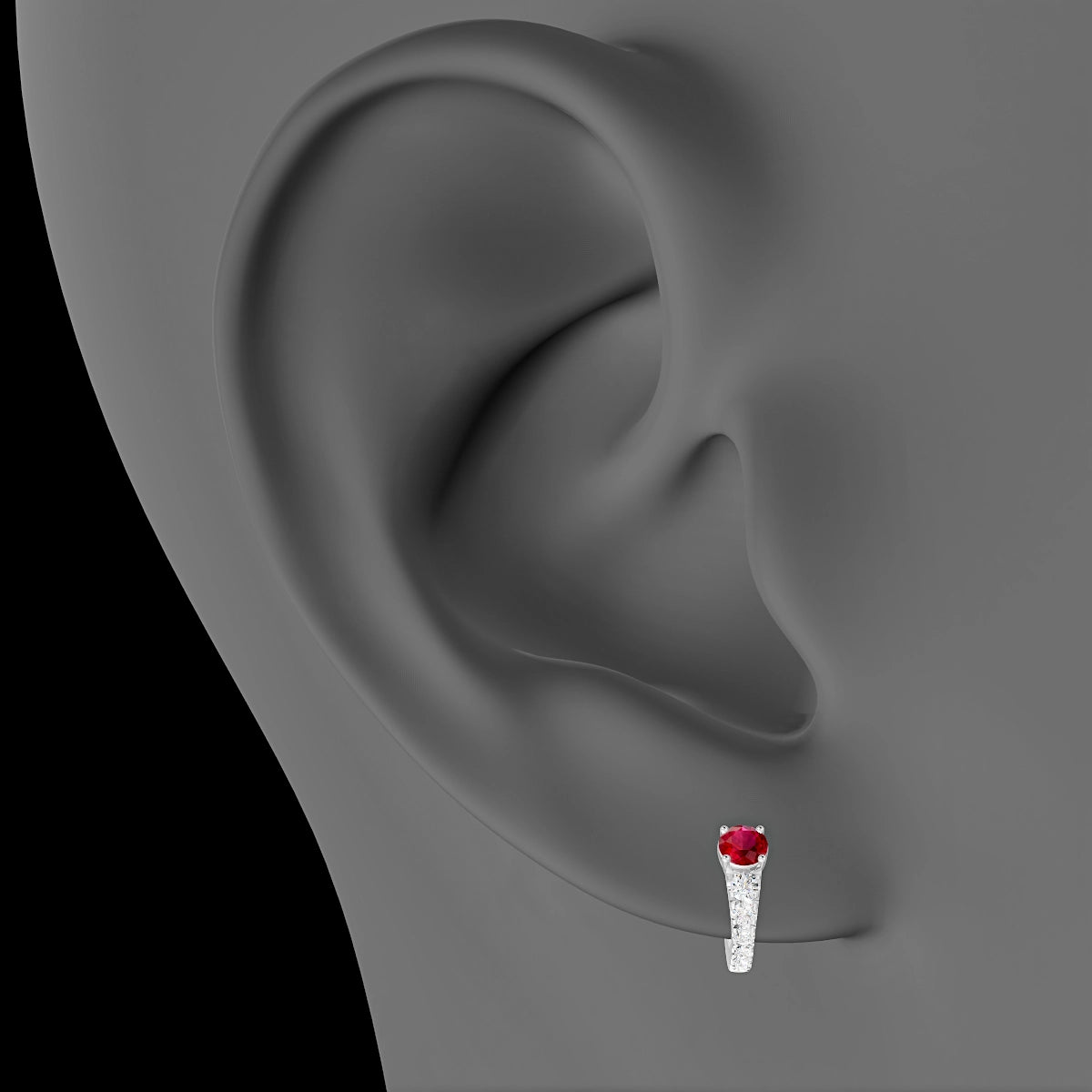 Sita | 18k White Gold 6.5 mm Round Ruby & Diamond Hoop Piercing
