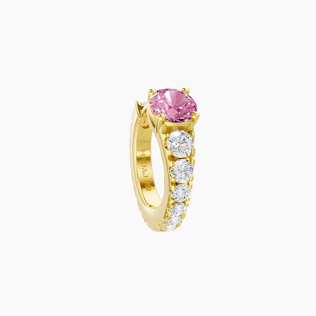 Sita | 18k Yellow Gold 6.5 mm Round Pink Sapphire & Diamond Hoop Piercing