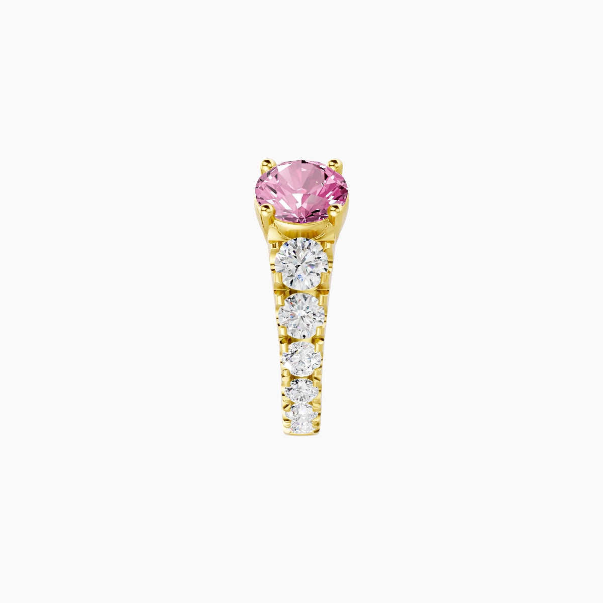Sita | 18k Yellow Gold 6.5 mm Round Pink Sapphire & Diamond Hoop Piercing