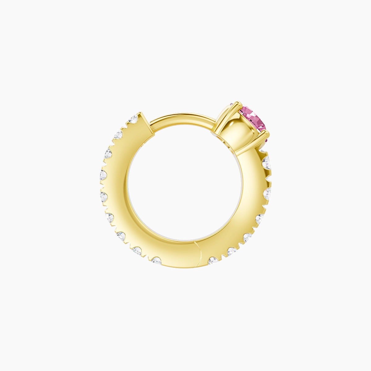Sita | 18k Yellow Gold 6.5 mm Round Pink Sapphire & Diamond Hoop Piercing