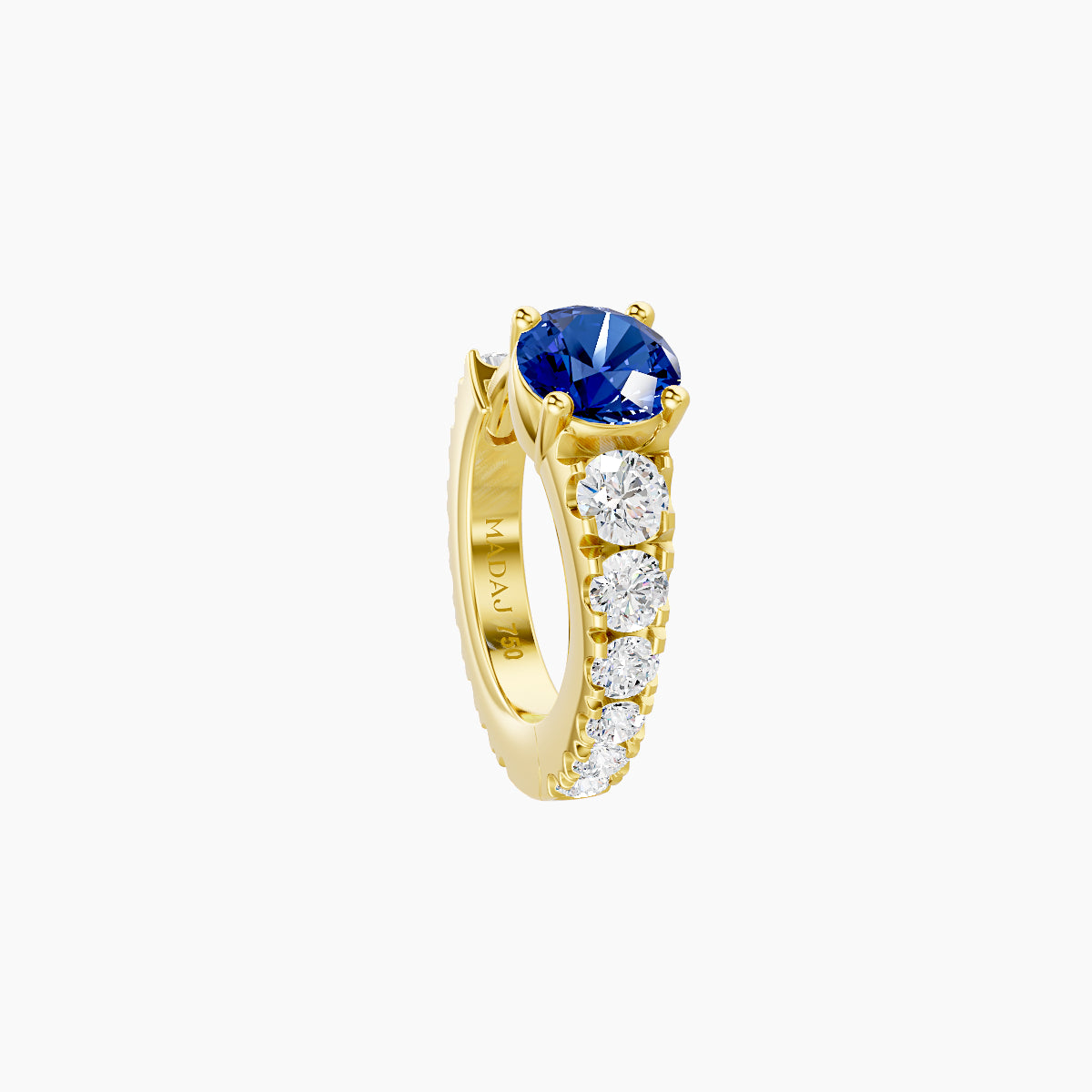 Sita | 18k Yellow Gold 6.5 mm Round Sapphire & Diamond Hoop Piercing