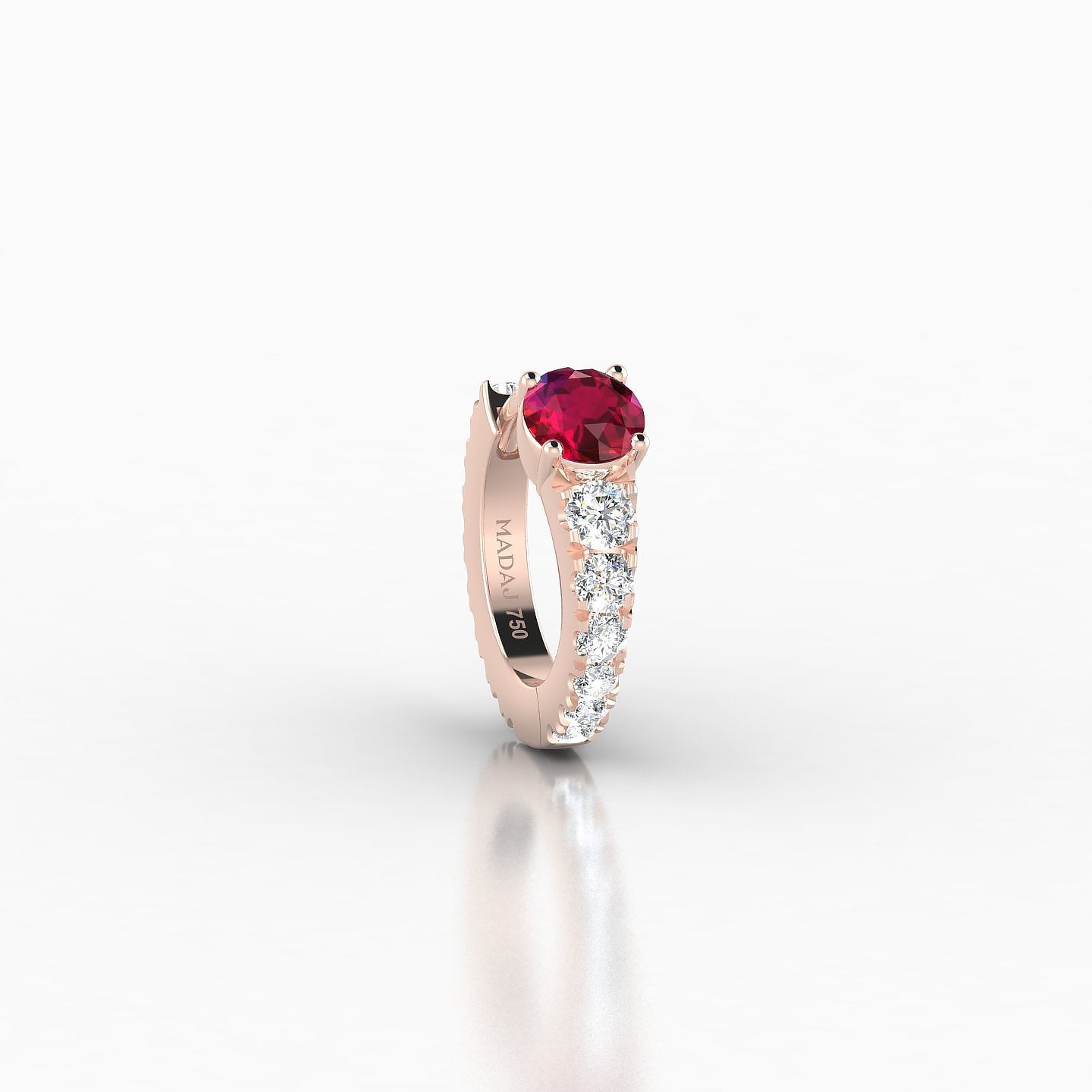 Sita | 18k Rose Gold 6.5 mm Round Ruby & Diamond Hoop Piercing