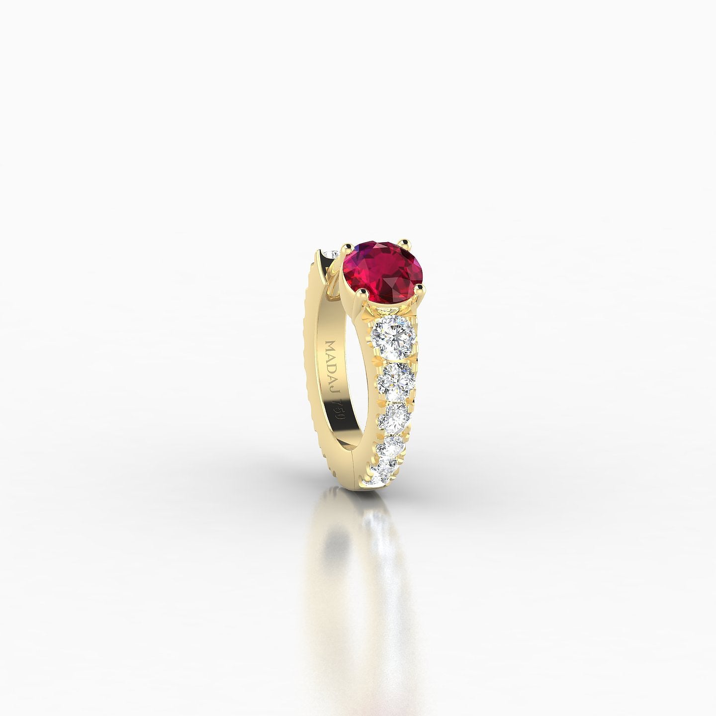 Sita | 18k Yellow Gold 6.5 mm Round Ruby & Diamond Hoop Piercing