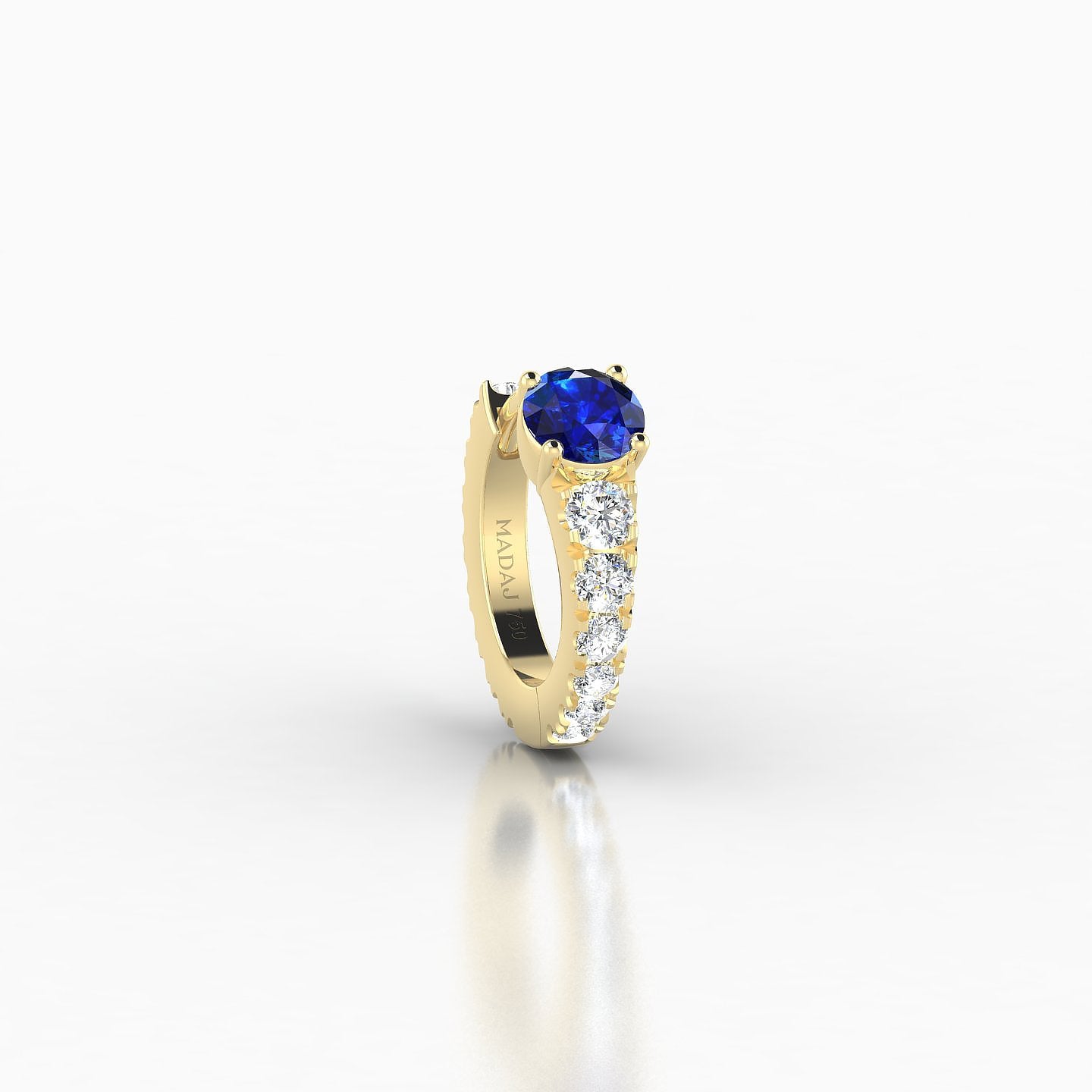 Sita | 18k Yellow Gold 6.5 mm Round Sapphire & Diamond Hoop Piercing