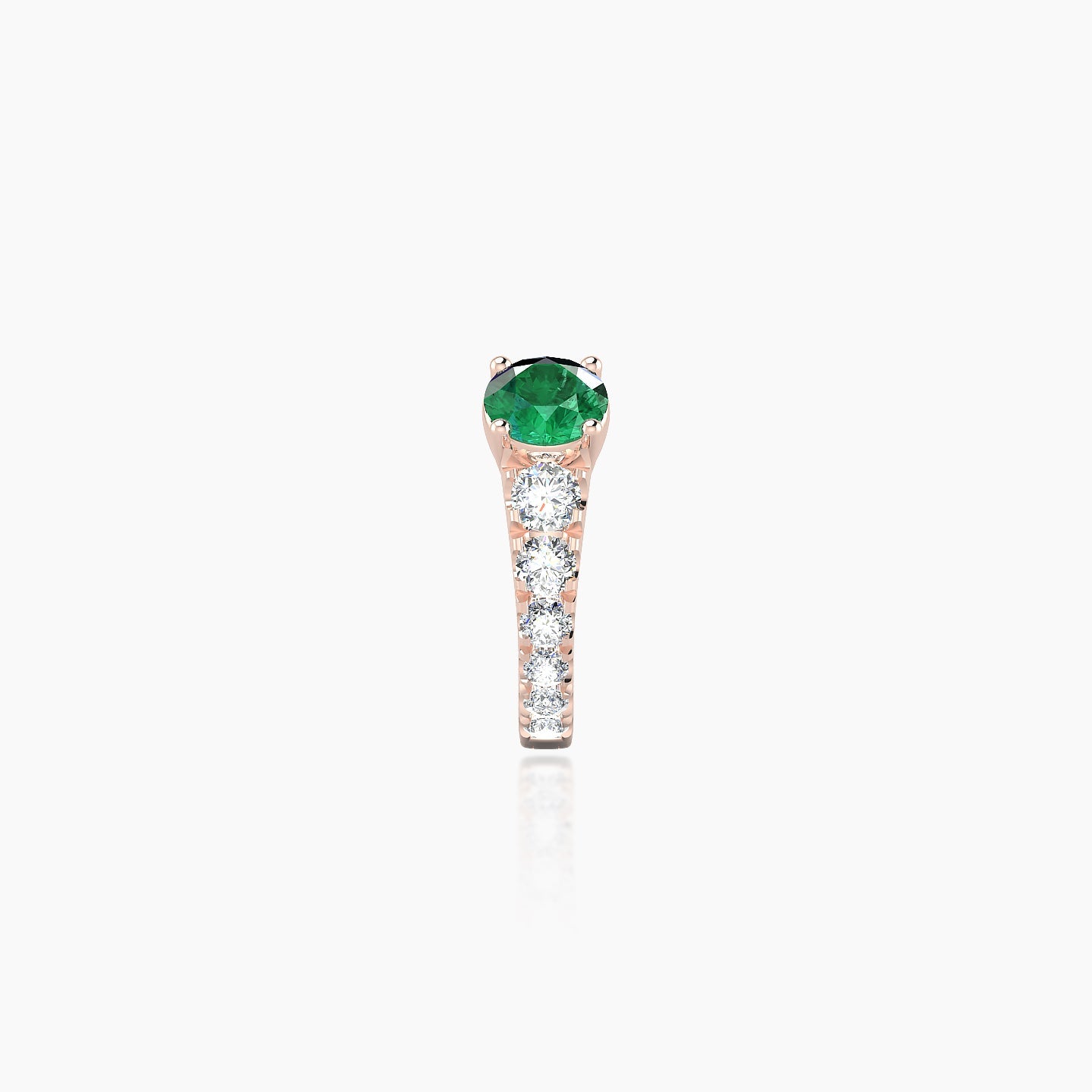 Sita | 18k Rose Gold 6.5 mm Round Emerald & Diamond Hoop Piercing