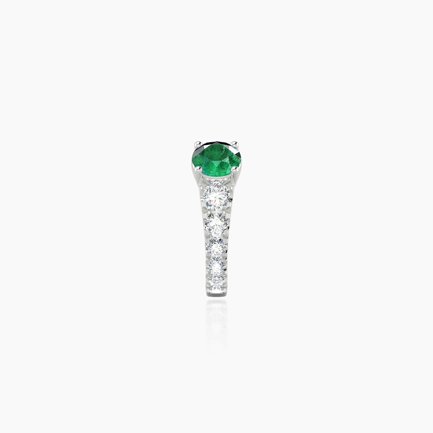 Sita | 18k White Gold 6.5 mm Round Emerald & Diamond Hoop Piercing