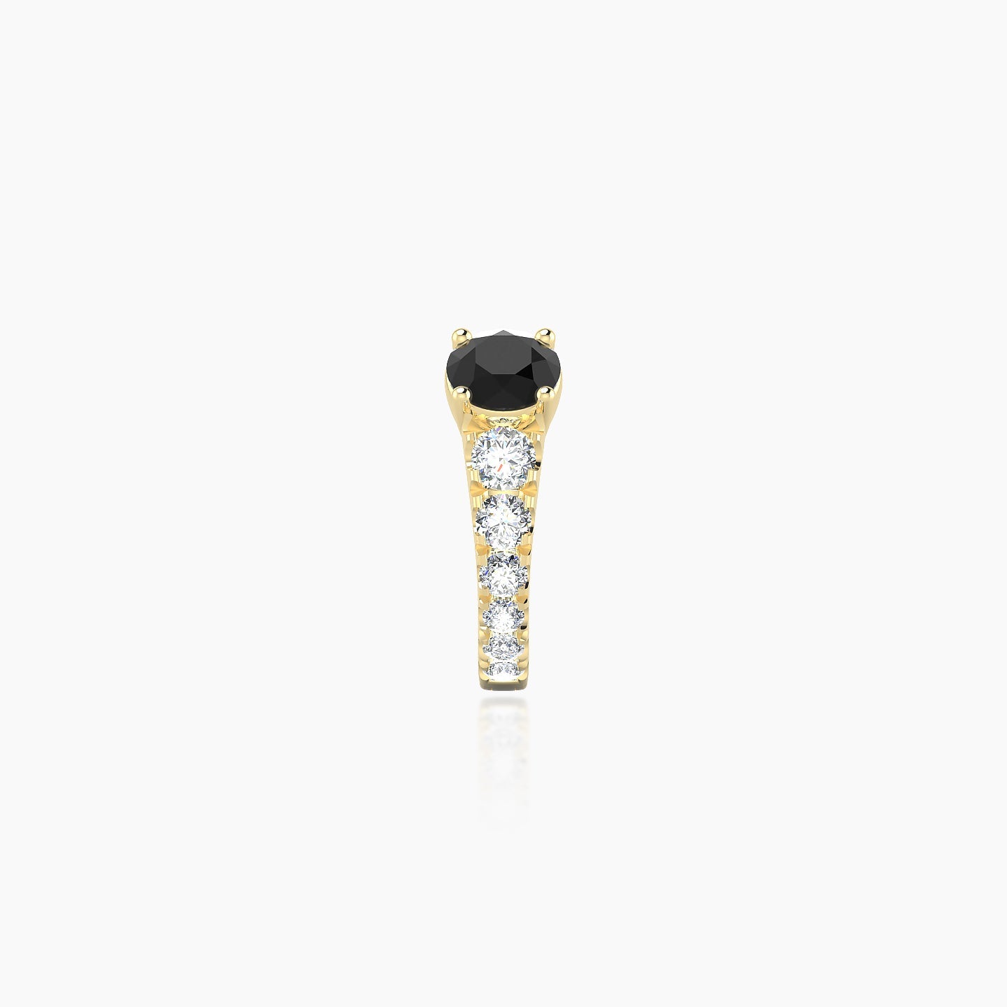 Sita | 18k Yellow Gold 6.5 mm Round Black Diamond & Diamond Hoop Piercing