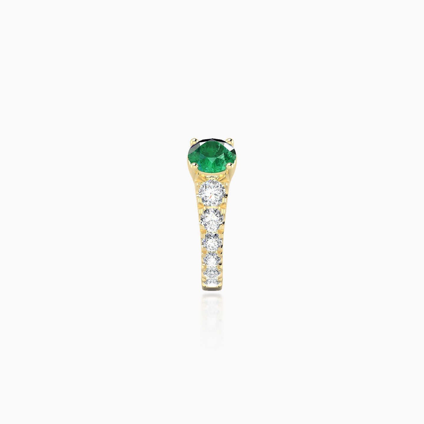 Sita | 18k Yellow Gold 6.5 mm Round Emerald & Diamond Hoop Piercing