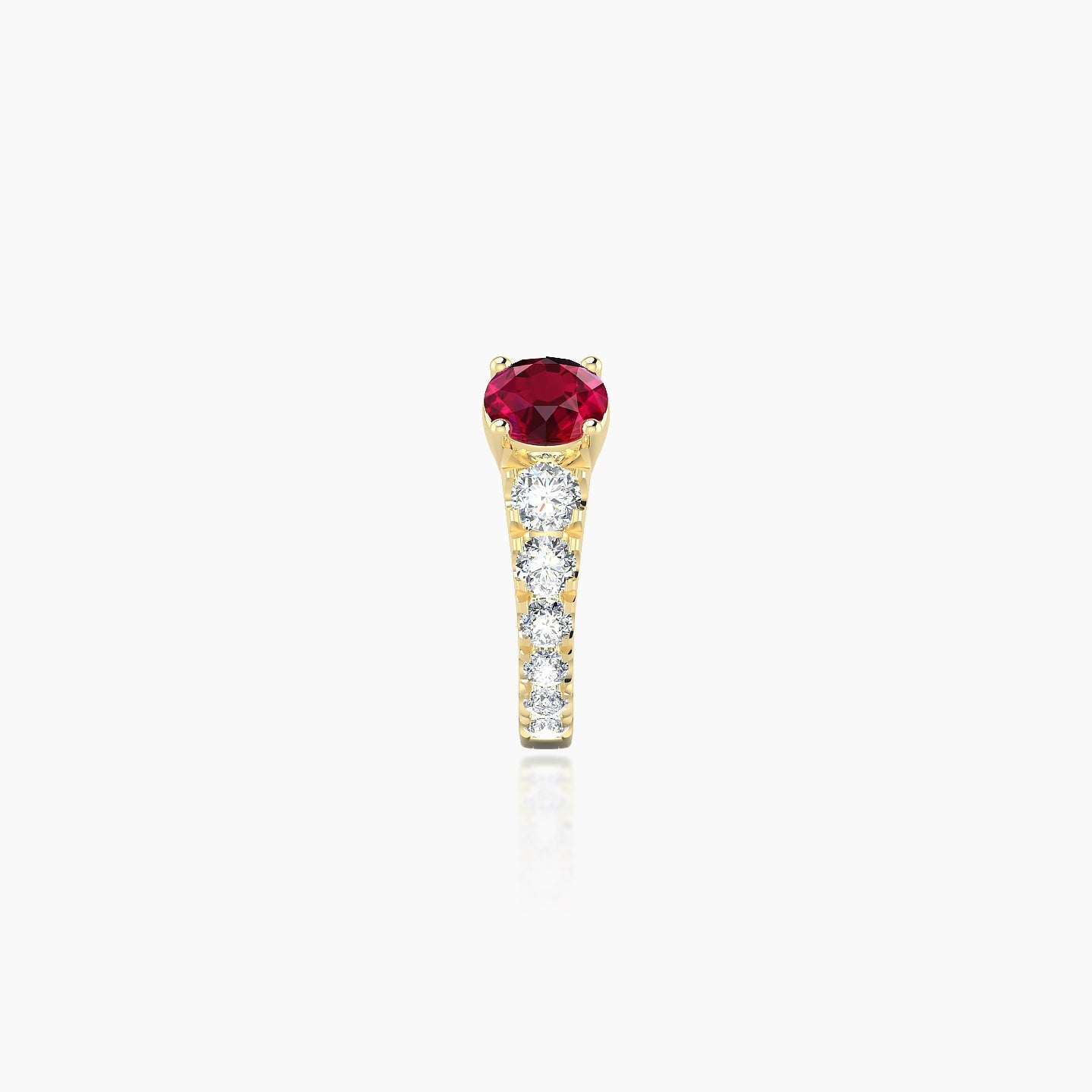 Sita | 18k Yellow Gold 6.5 mm Round Ruby & Diamond Hoop Piercing