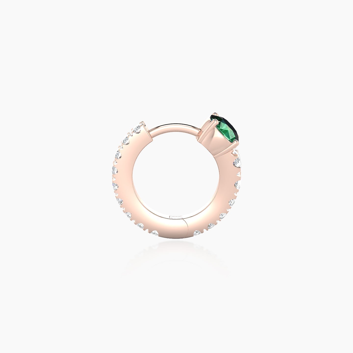 Sita | 18k Rose Gold 6.5 mm Round Emerald & Diamond Hoop Piercing