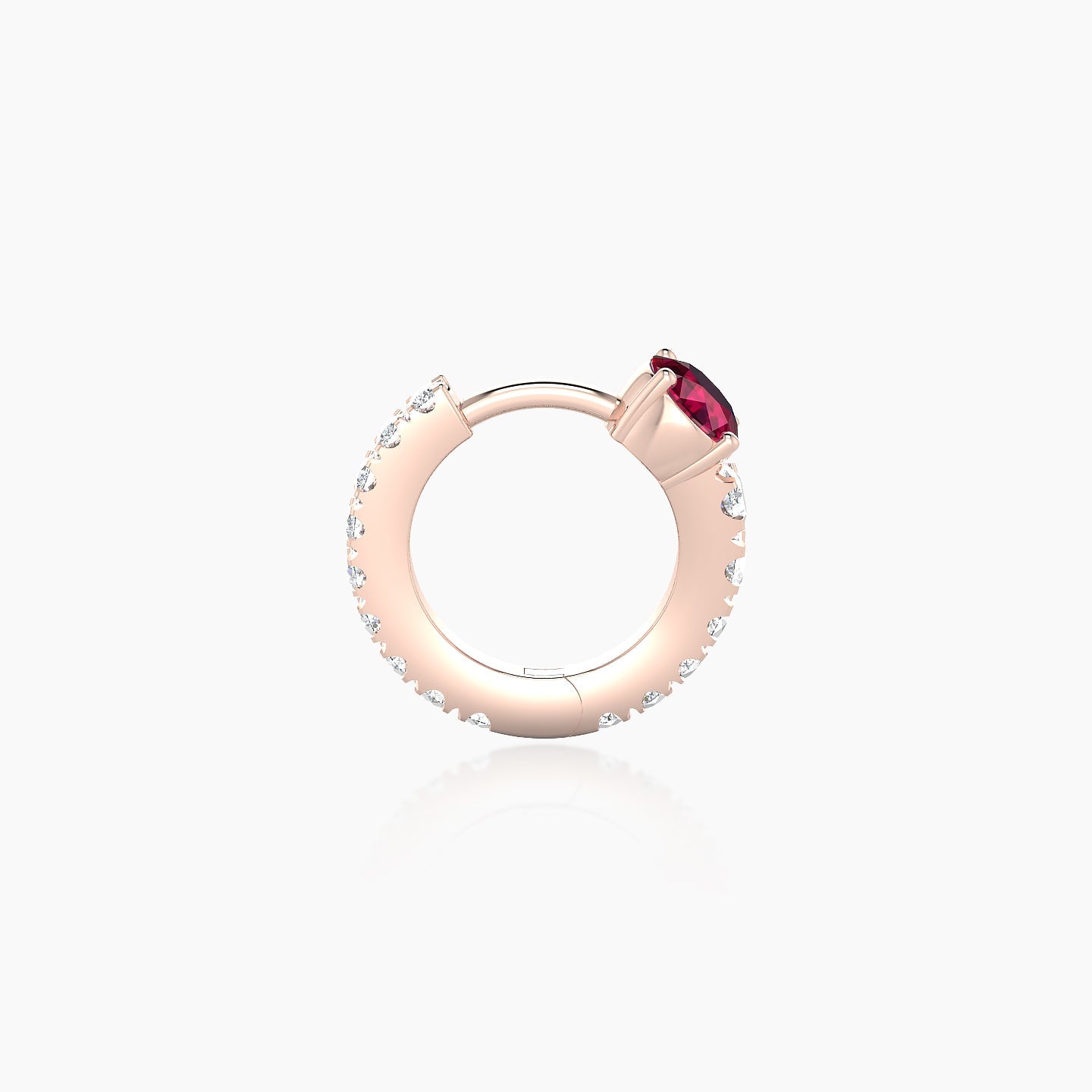 Sita | 18k Rose Gold 6.5 mm Round Ruby & Diamond Hoop Piercing