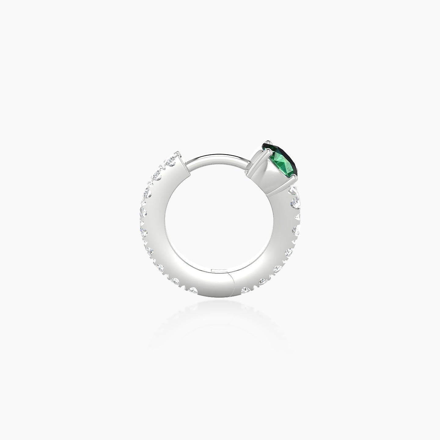 Sita | 18k White Gold 6.5 mm Round Emerald & Diamond Hoop Piercing