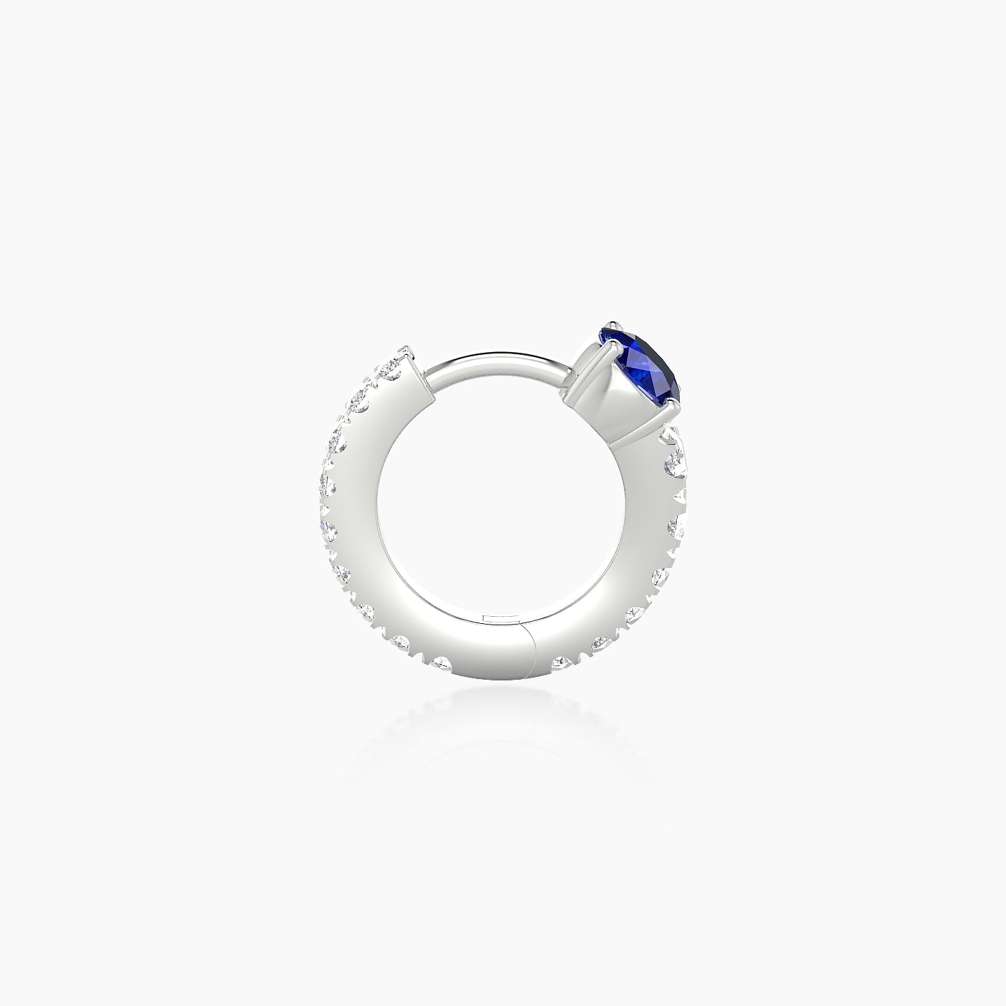 Sita | 18k White Gold 6.5 mm Round Sapphire & Diamond Hoop Piercing