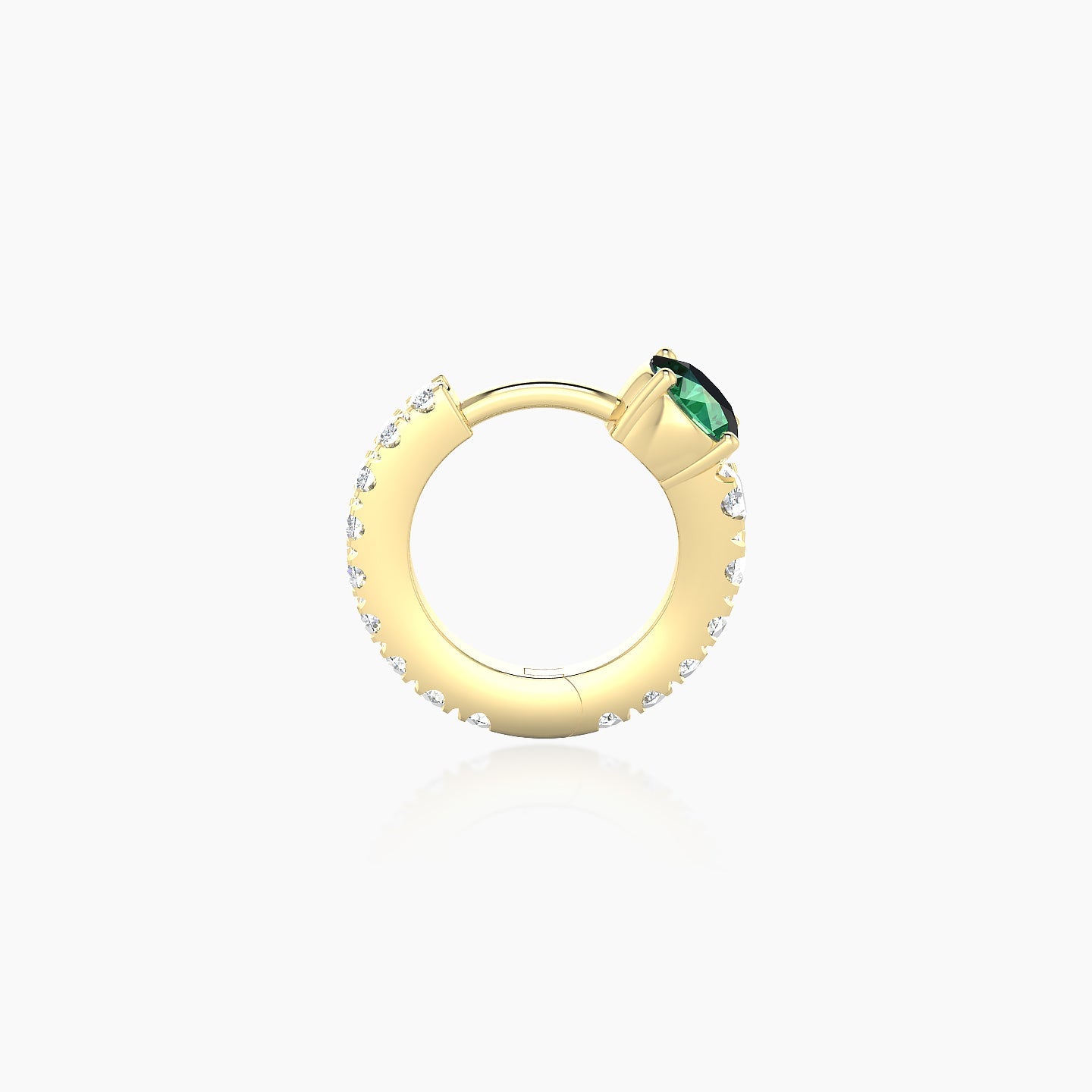 Sita | 18k Yellow Gold 6.5 mm Round Emerald & Diamond Hoop Piercing