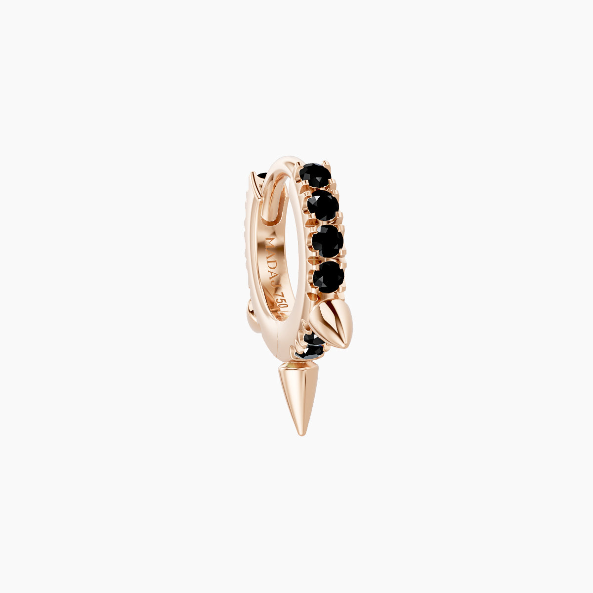Skade | 18k Rose Gold 5 mm Spike Black Diamond Hoop Piercing